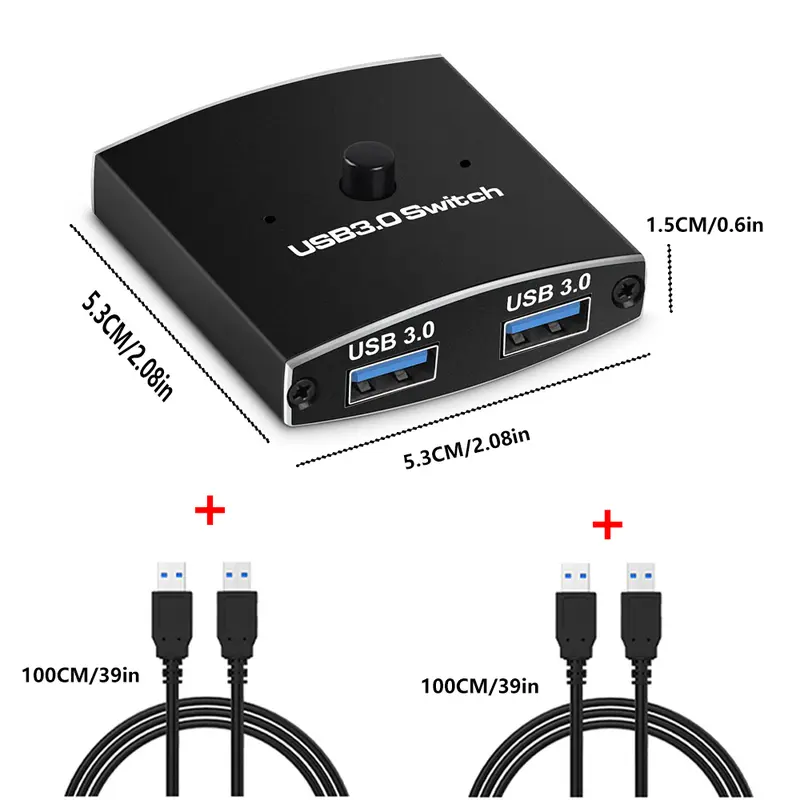 Bộ chuyển đổi USB 3.0, Bộ chọn KVM, 5Gbps, 2 trong 1 ra, Bộ chuyển đổi USB, Bộ chia hai chiều USB3.0, Thích hợp để chia sẻ máy in và chuột 7