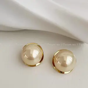 [Fanyee] Anting Mutia Berukuran Besar Desain Retro Geometri Warna Emas dan Perak Khas Bergaya Q1123