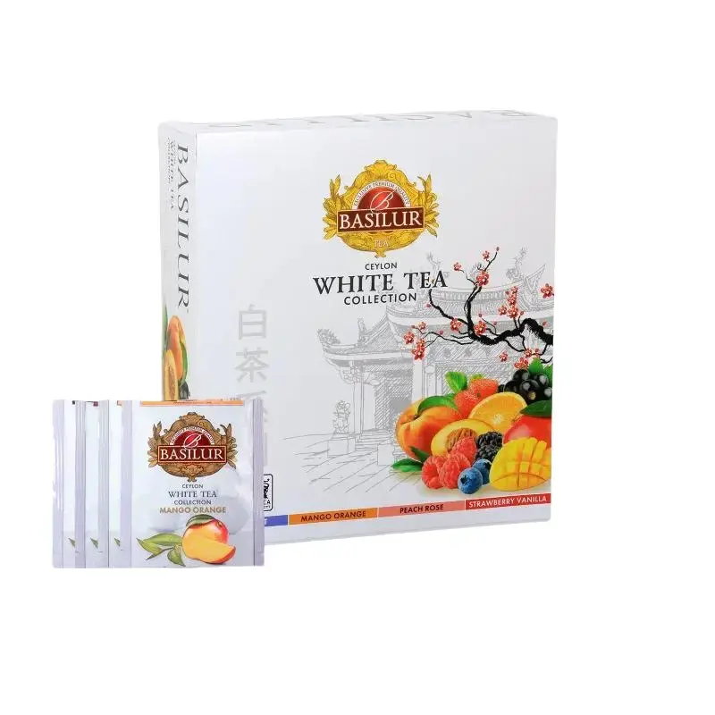 Basilur Ceylon White Tea Assorted Gift Box - 40 Enveloped Tea Sachets Beverage
