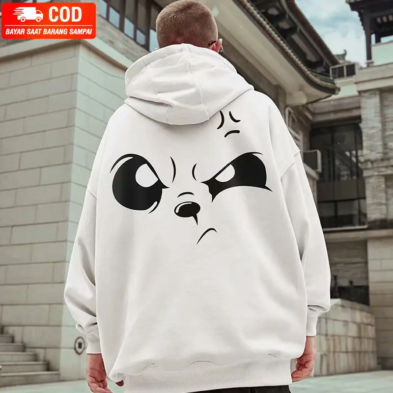 PROMO COD Hoodie Oversize Hoodie Unisex Hoodie Panda Face Print Fashion Korean Style Hat Couple Pocket Oversize Round Besar Men Plus Size Hoodie Men's Vintage Thick Baggy Casual Long Sleeve Sweatshirts