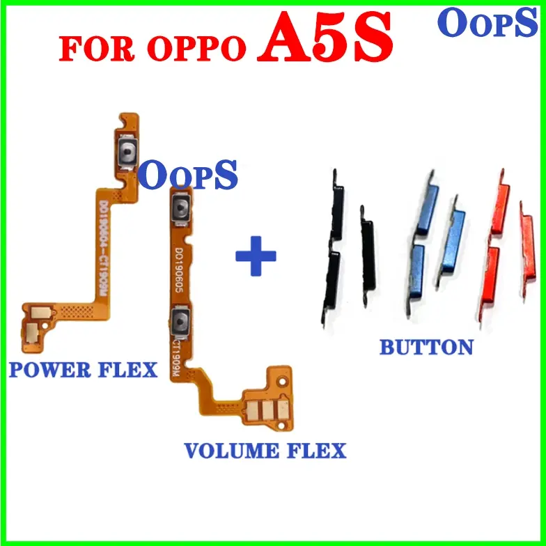 ปุ่มปรับระดับเสียงกำลังไฟ, สำหรับ OPPO A5S, พร้อมสวิตช์เปิด/ปิด, ปุ่มด้านนอก, สายเคเบิลแบบยืดหยุ่น