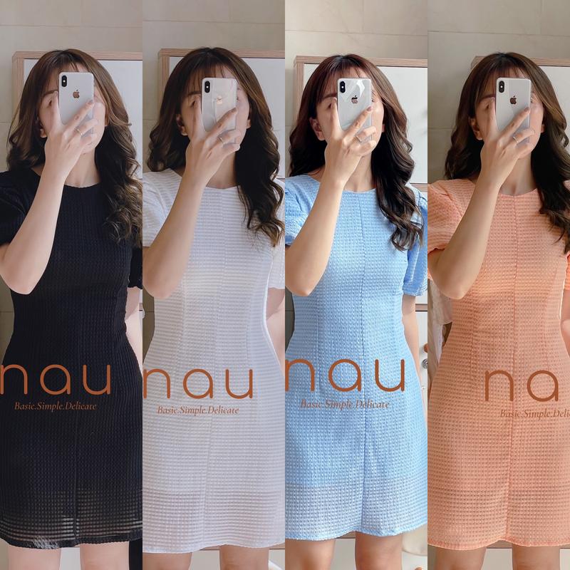  Đầm tay phồng dáng mini basic 