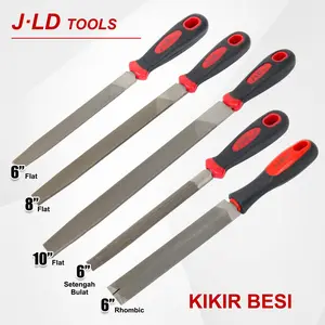 JLD Kikir Besi Gagang Karet 6 8 10 12inch Plat Kikir - Kikir Setengah Bulat -Kikir Gergaji rhombic