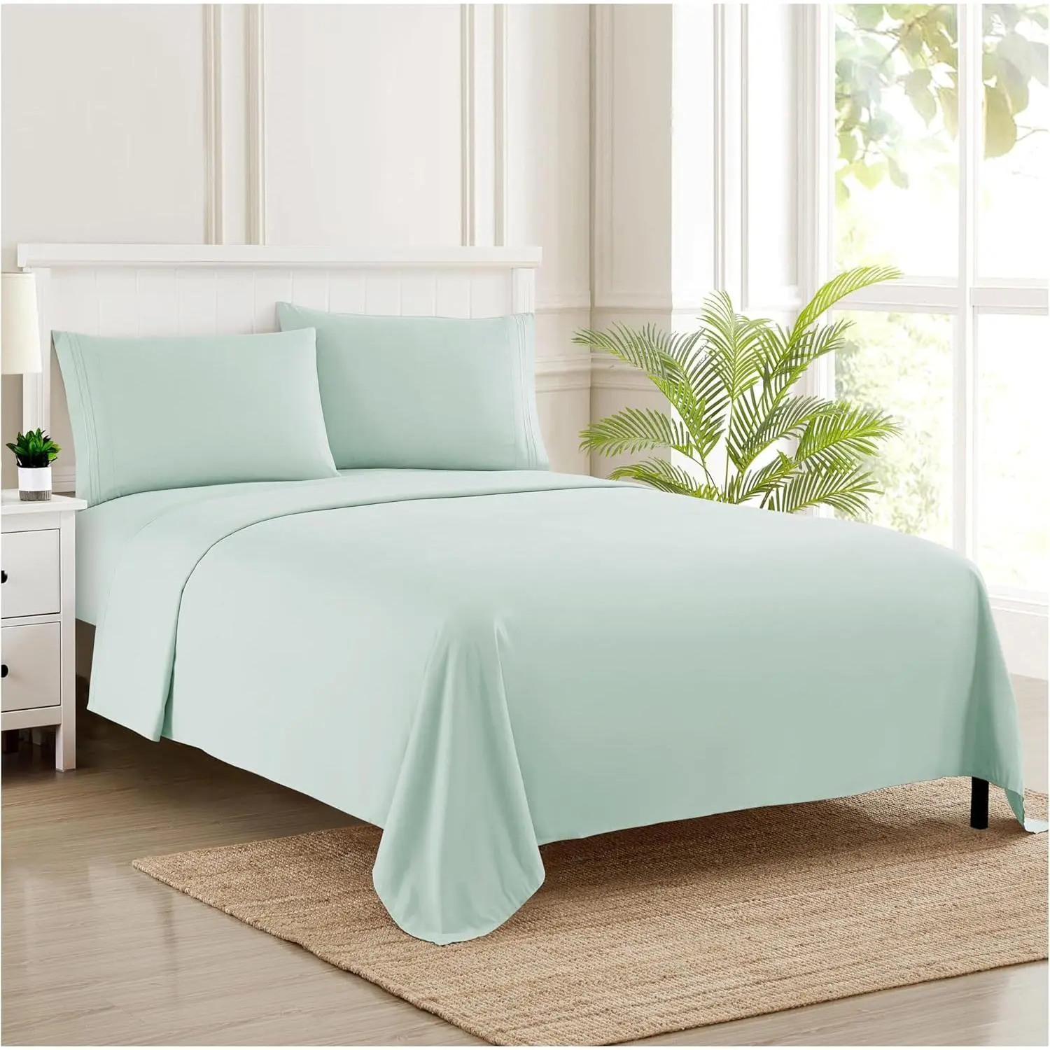 1800 Thread Count Sheet Set – Soft Egyptian Quality Brushed Microfiber Sheets – Luxury Bedding Set with Flat Sheet, Fitted Sheet, 2 Pillow Cases, Queen