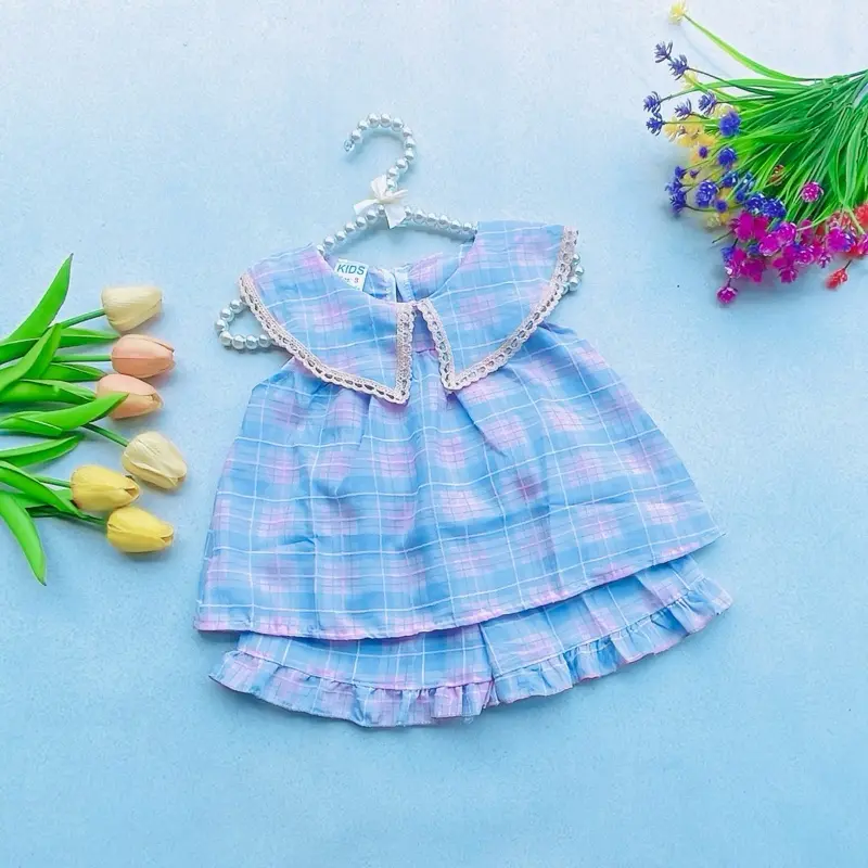 Bộ caro cho bé gái chất vải đẹp 6-15kg kiểu 1