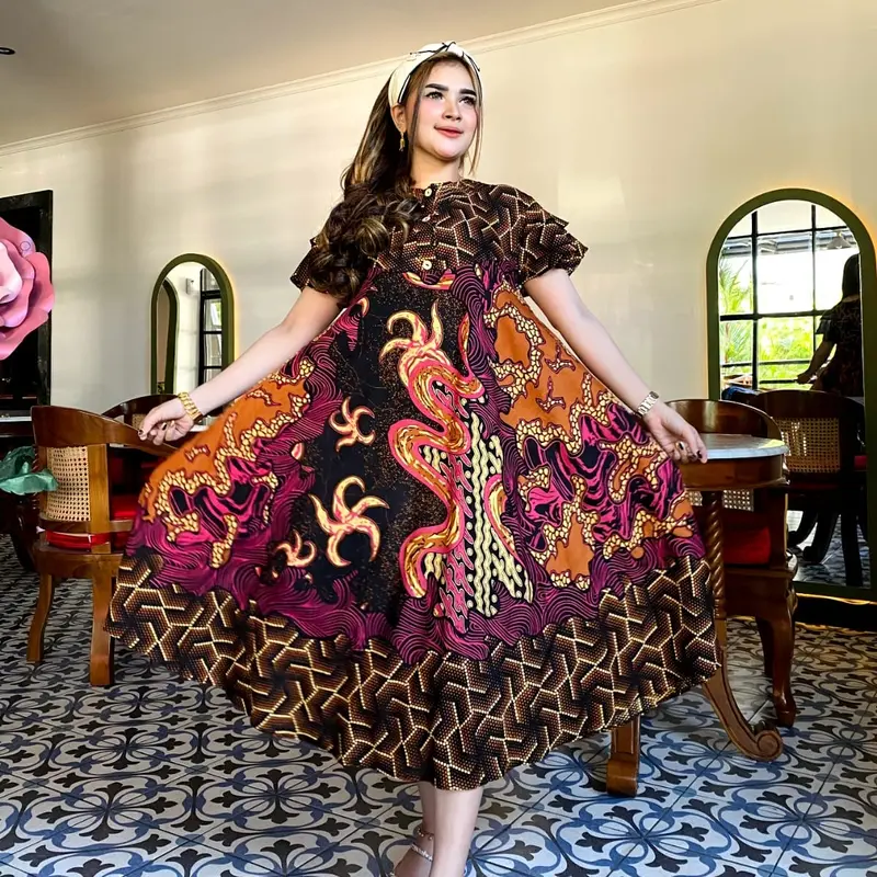 DASTER PAYUNG JUMBO Katun Rayon lembut Busui Kancing Motif Batik cocok untuk Bumil remaja Nyaman Panjang 7