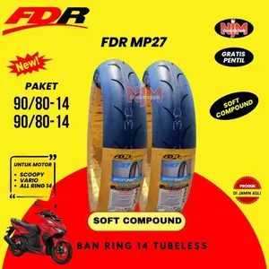 Paket Ban FDR Sport MP 27 Ring 14 Ukuran 90/80 Soft Compound FREE Pentil Tubeless - PAKET FDR MP27 90/80-14 & 90/80-14