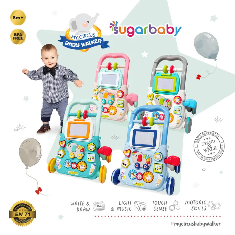Sugar Baby My Circus Push Walker (Baby Walker)/ Mainan Dorong Bayi Green Pink 0
