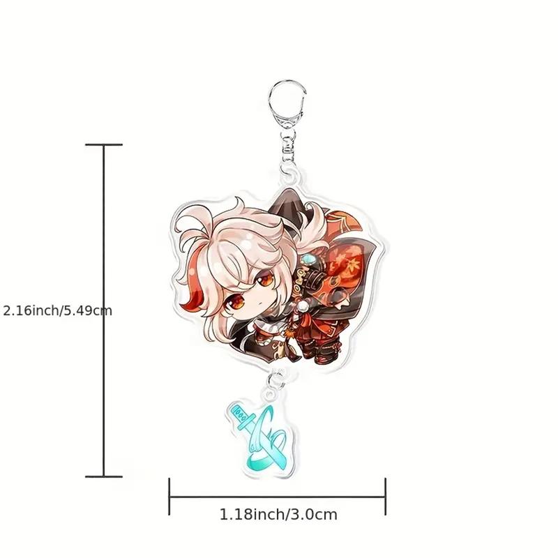 Product Introduction of Genshin Impact Keychain Acrylic Keqing Venti Diluc Klee Hung Key Chain Cosplay Accessories Women Men Backpack Pendant Key Ring 14