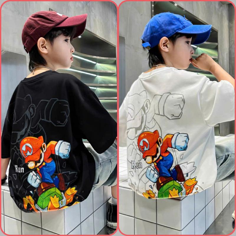 Aó phông cotton in hình MARIO RUN cho be trai từ 18-53kg mặc vừa. ÁO phông MARiO RUN chất coton tici mềm mịn co giãn thấm hút mồ hôi tôt. DL Fashion. 0