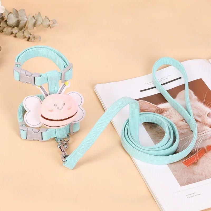 Product Introduction of Cat Harness Leash Collar Set Adjustable Cartoon Bee Double Layer Dog Harness for Small Medium Pet Collar Leash Outdoor Walking 9