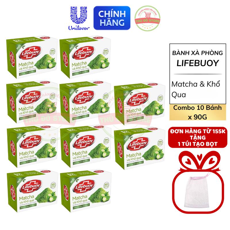 Combo 10 Bánh Xà Phòng Lifebuoy Matcha Khổ Qua 90G (Đơn Từ 155K Tặng Túi Tạo Bọt)