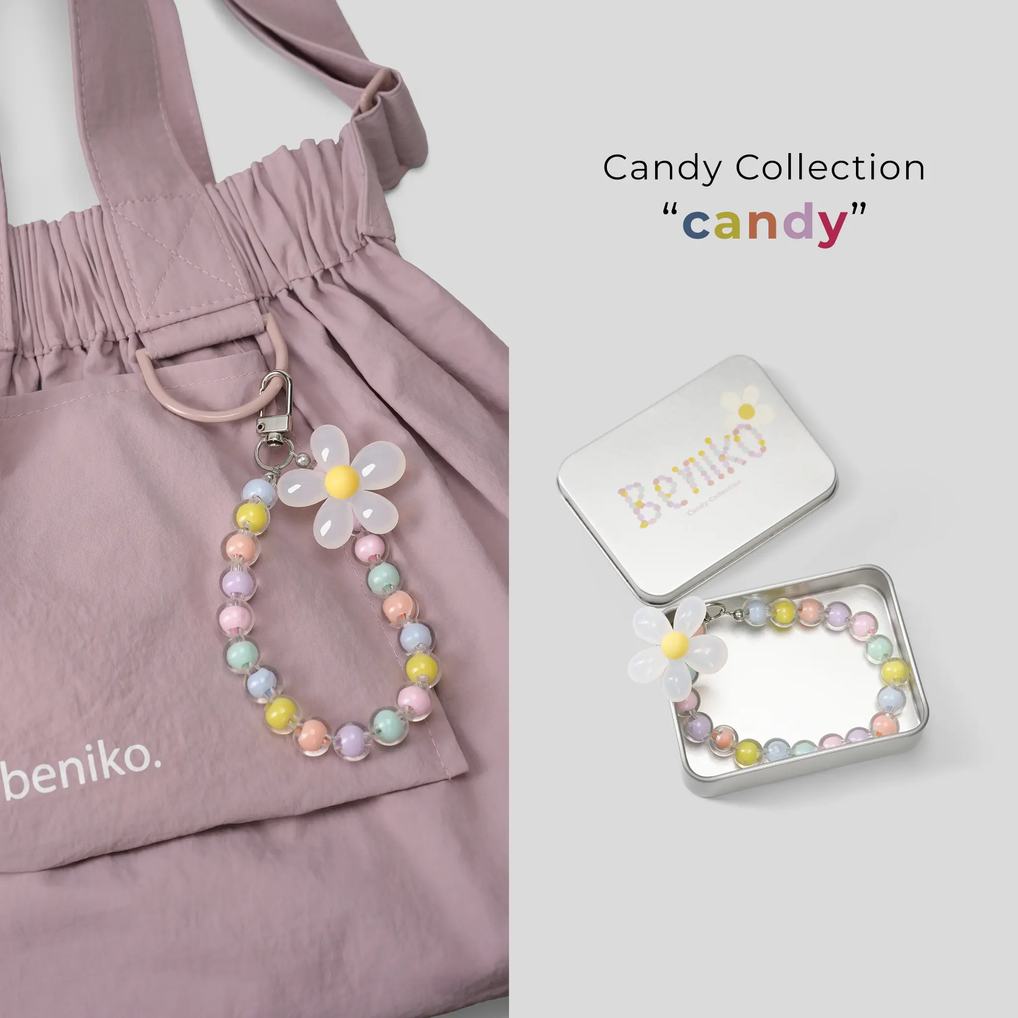 Flower Charm - Candy Collection box hộp thiếc Móc treo bông hoa phụ kiện treo túi xách