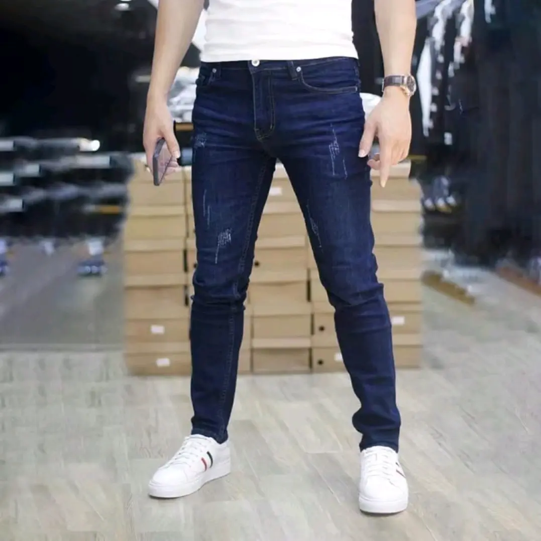 Quần dài jean nam xanh lơ cào nhẹ quần bò co giãn 4 chiều ( MS-053 ) Menswear Pants