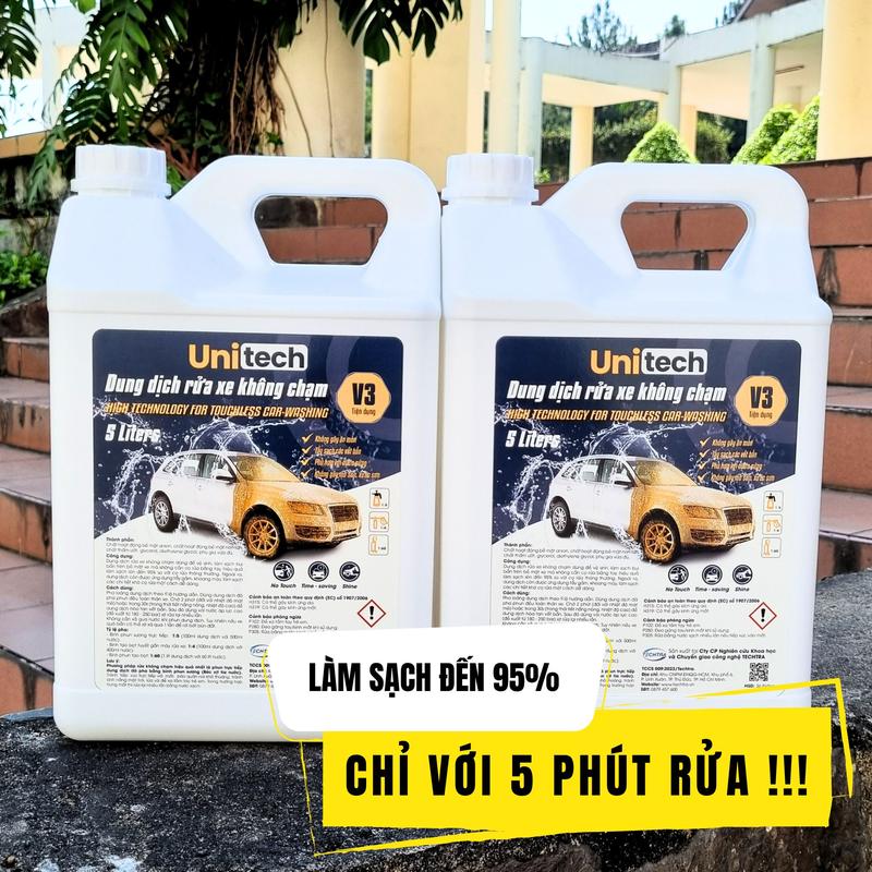 Nước rửa xe không chạm UNITECH V3 (5 lít) | Hàng chính hãng, tẩy vết bẩn khung gầm, siêu đậm đặc, bọt mịn, bóng dàn áo | Có hương thơm dễ chịu