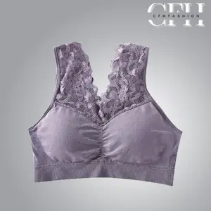 CFH Bra Wanita Tanpa Kawat Tali Renda Bahan Halus Pakaian Dalam Bralete Elastis Bh Busa  Kemben Seamless Top BR026