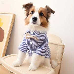 ショップ  服 ストライプ柄の犬のシャツ、蝶ネクタイのストライプ、パーティーや日常着、蝶ネクタイ&ストライプ付きの通気性のペットシャツ-屋外の猫の犬のTシャツ、誕生日パーティーや日常着のためのオールシーズンエレガントなアパレル、3色5体格 成田  犬  雑貨