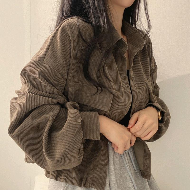 M FESYEN | JEYA JAKET WANITA KEKINIAN KOREAN STYLE | KEMEJA WANITA CROP TOP LENGAN PANJANG | OUTFIT WANITA KEKINIAN | OOTD KOREAN STYLE | OUTER WANITA | JAKET CORDUROY | JAKET OVERSIZE 0