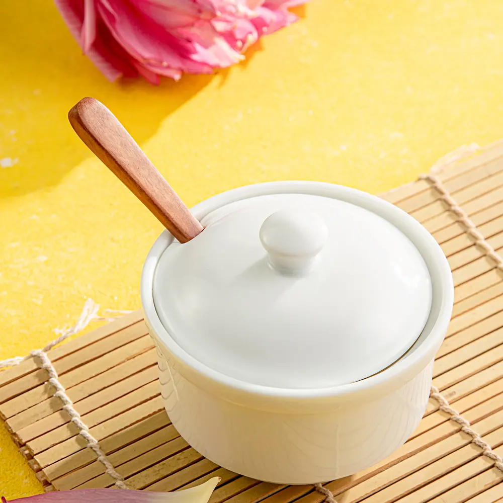 Âu đường, âu gia vị 3.2'' để bàn ăn sứ trắng Long Phương
