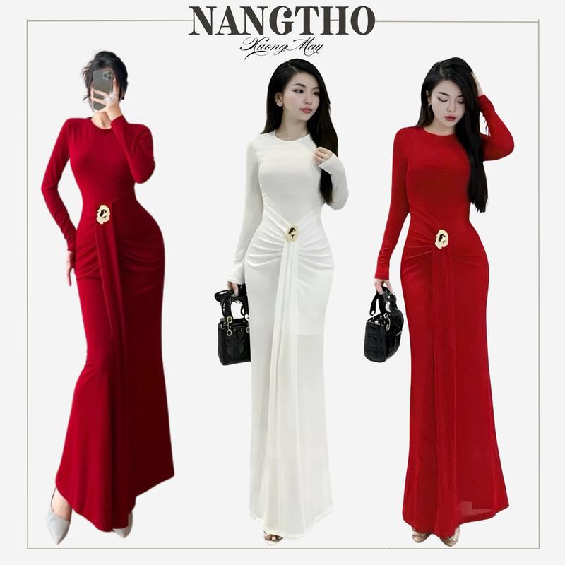  T189  Không Kèm Charm   Đầm Body  Nữ Slay Chất Thun Gân Co Giãn Women Voi 