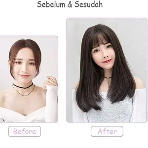 "NARTISHOP" Wig full Lace Rambut Palsu wanita panjang berponi Korean version Wig long half