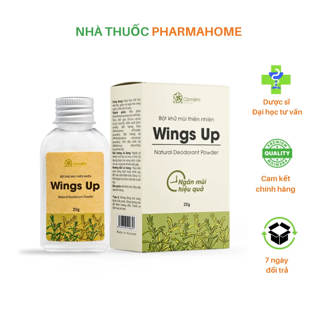 Bột Khử Mùi Wings Up Khử Mùi Hôi Chân Hôi Nách Giày Giảm Tiết Mồ Hôi Hôi Cỏ Mềm 25g