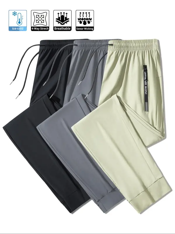 Men's Zipper Sports Joggers, Breathable Quick Drying Pants, Casual Comfy Trousers for Outdoor Workout Running, Clothing, Activewear, Runner Pants 7