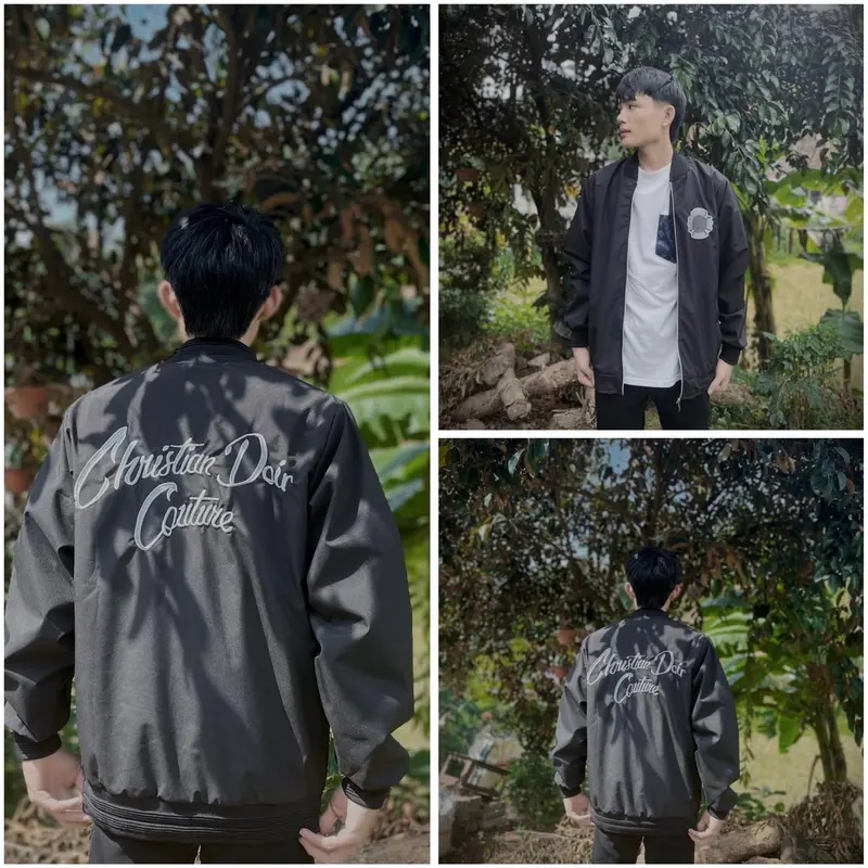 Áo gió bomber thêu 2 mặt chữ doir trượt nước cản gió hai lớp chống tia UV nam nữ đẹp 0