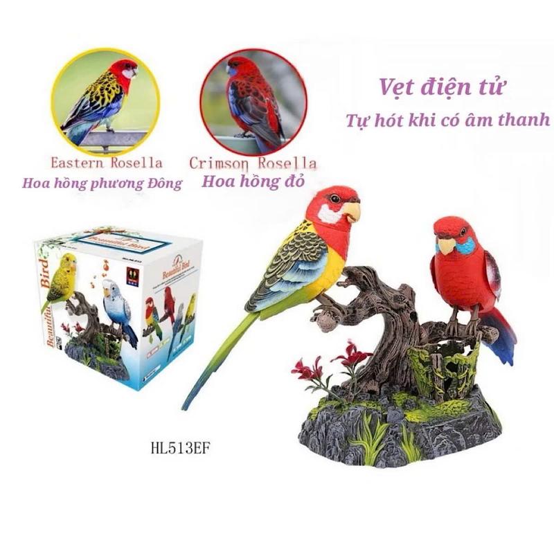 Sét 2 Chim Vẹt Điện Tử Tự Hót Khi Có Âm Thanh, Trang Trí Sân Vườn, Đồ Chơi Giải…