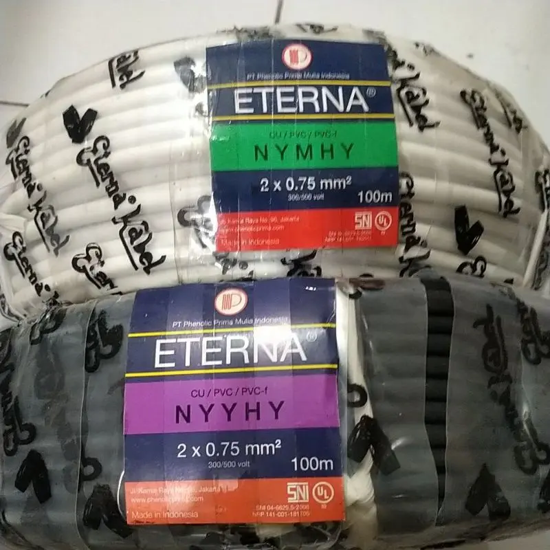 Kabel Serabut 2x0,75mm Kabel NYYHY Hitam NYMHY Putih Eterna