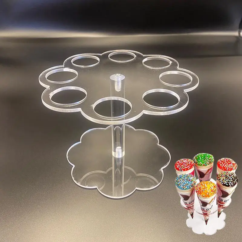 8-hole Transparent Acrylic Ice Cream Display Stand, 1 Count Ice Cream Holder, Crispy Cone Holder, Ice Cream Cone Holder, Waffle Cone Holder, Ornaments