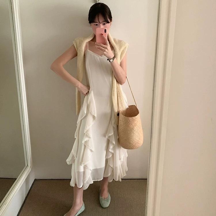 @kieuhaiyengamin- Váy voan 2 dây bèo phong cách hàn quốc hàng qccc 1
