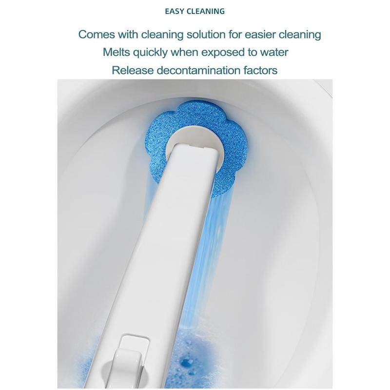 Toilet Brush Set, 1 Set Including Long Handle Toilet Brush & 24pcs Disposable Replacement Brush Head, Bathroom Cleaning Tool 5