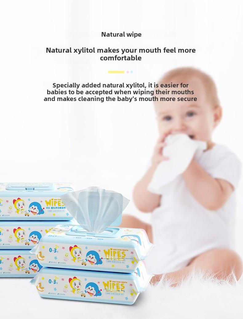 Product Introduction of TALA Doraemon Baby Tissue Large Package 80 Pumping Newborn Infant Mother and Baby Wet Tissue for Hand Mouth 9