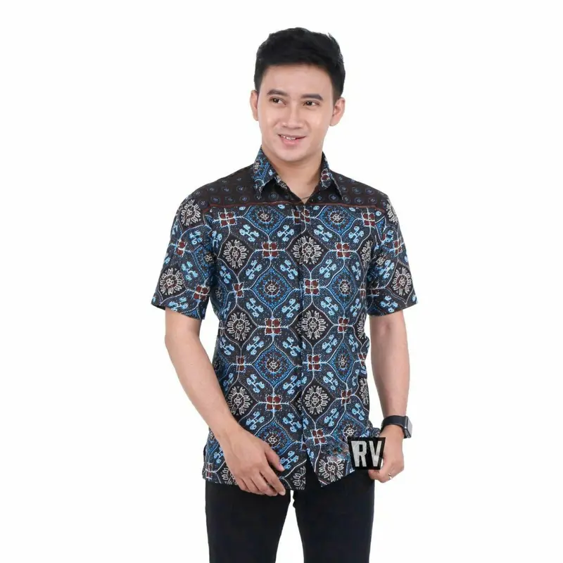 Termurah Hem batik katun nyaman pria lengan pendek - baju batik seragam kantor bahan halus murah motif mewah Pekalongan _HPE .06A 5