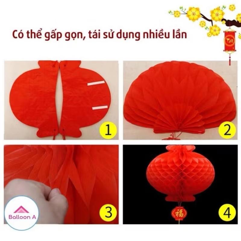 Đèn lồng đỏ trang trí Tết đủ size, Lồng đen nilon chữ phúc chống thấm nước 3