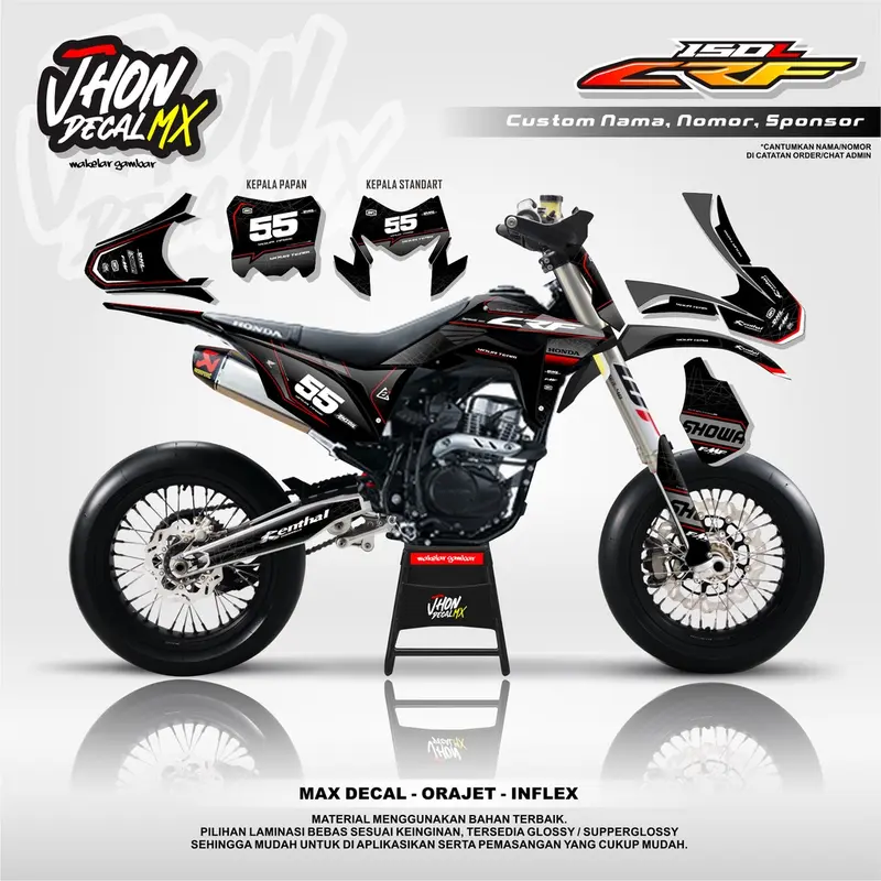 DECAL CRF HITAM DECAL CRF 150 L Full Body Simple Minimalis Keren By JhonDecal CRF03 2
