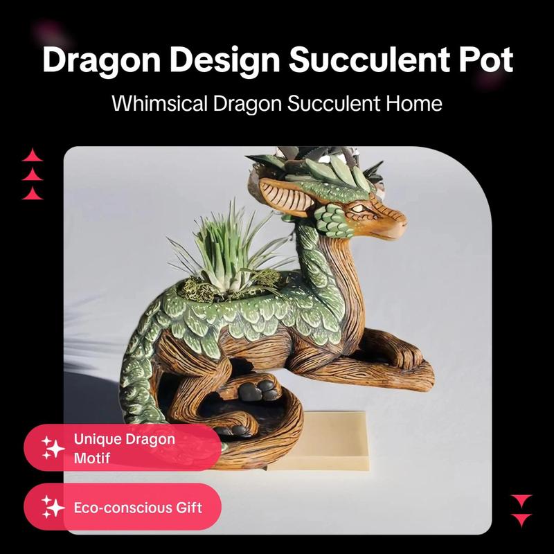 Creative Dragon Design Succulent Pot, 1 Count Cute Dragon Design Succulent Planter, Desktop Decoration Ornament for Home Garden Office, Home Decor, Garden Accessories, Room Accessories, Display, Decorative, Carving 1