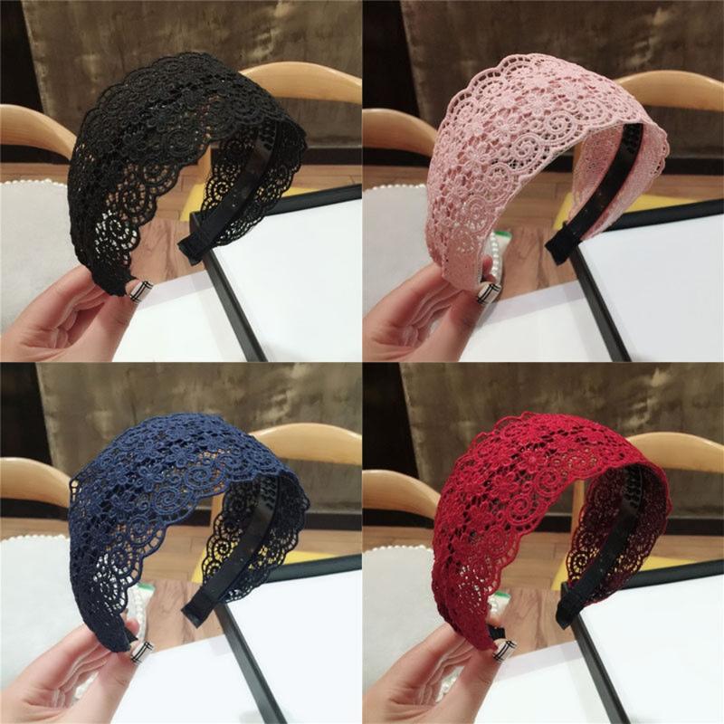 Ladies Women's Headband Fashion Sweet Head Wrap Hair Band Non-slip Wide Lace Hairband 0