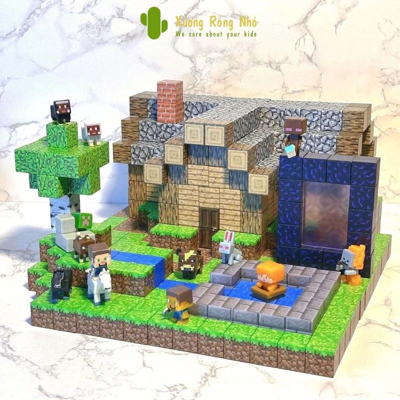 Đồ Chơi Hình Khối Minecraft Nam Châm Lắp Ráp Xây Dựng Mô Hình, Đồ Chơi Phát Triển Trí Tuệ