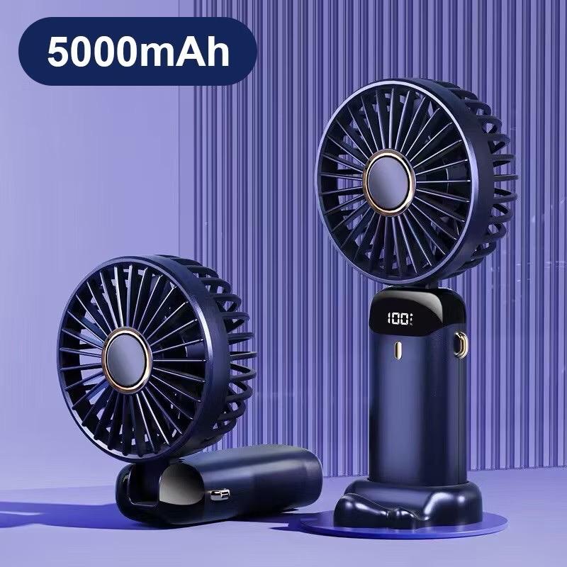 ￼Quạt cầm tay tích điện dung lượng p..i...n khủng 5000 mAh , quạt mini 5 tốc độ gió linh hoạt 3