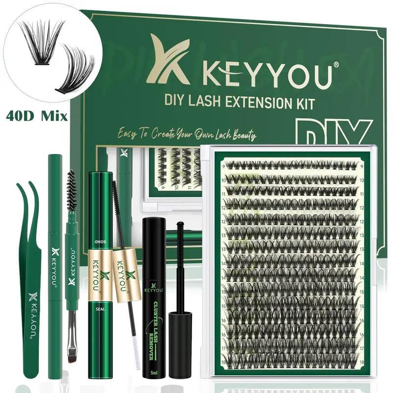 Individual False Eyelashes with Eyelash Bond & Sealing & Lash Remover & Portable Eyelash Brush Angled Brow Brush & Double Ended Lash Comb Tweezers, Lash Clusters 0