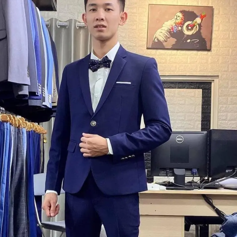 ÁO VEST NAM MÀU XANH ĐEN CAO CẤP 0