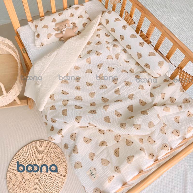 Chăn Muslin chần bông Boona siêu nhẹ, chăn đắp thu đông cao cấp ấm áp và mềm mại cho bé KT 90x110cm