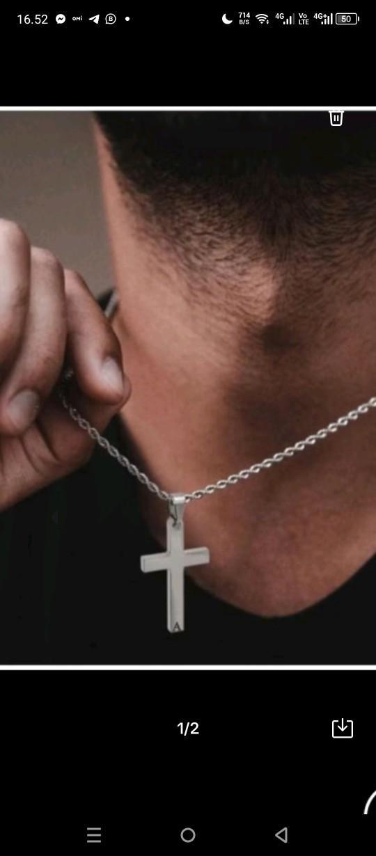 Product Introduction of Kalung Tambang Salib Pria Wanita Titanium Model Harian Terlaris Aksesoris Hadiah kalung salib pull and bear 7