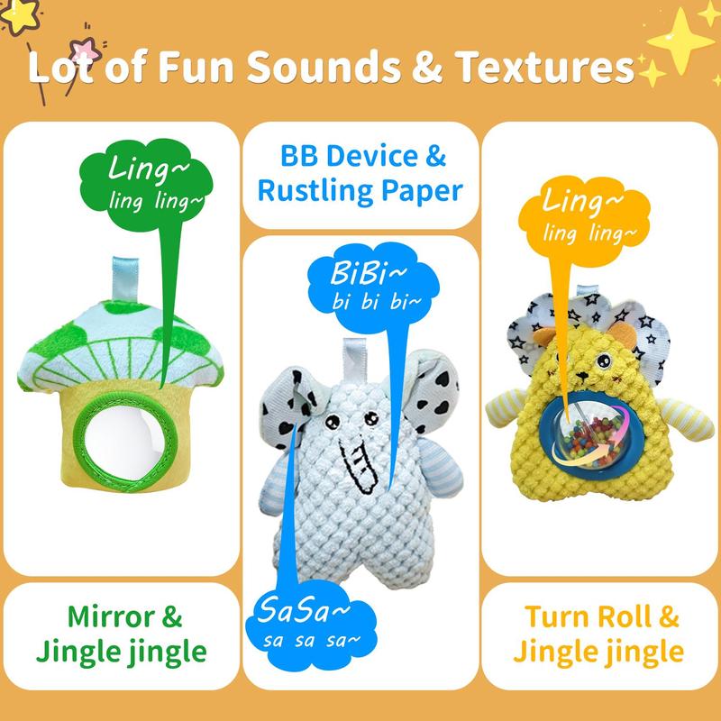 Baby Car Seat Toy, 1 Piece Cute Animal Design Stroller Hanging Toy, Baby Tummy Time Toy, Infant To Toddler Toys, Sensory Toys, Early Education Toys 2