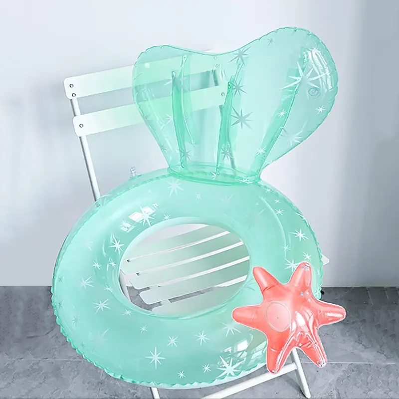 Mermaid Design Pool Buoy, Inflatable Swimming Ring, Shiny Pool Float, Summer Outdoor Beach Party Pool Float, Swimming Circle for Women & Girls 1