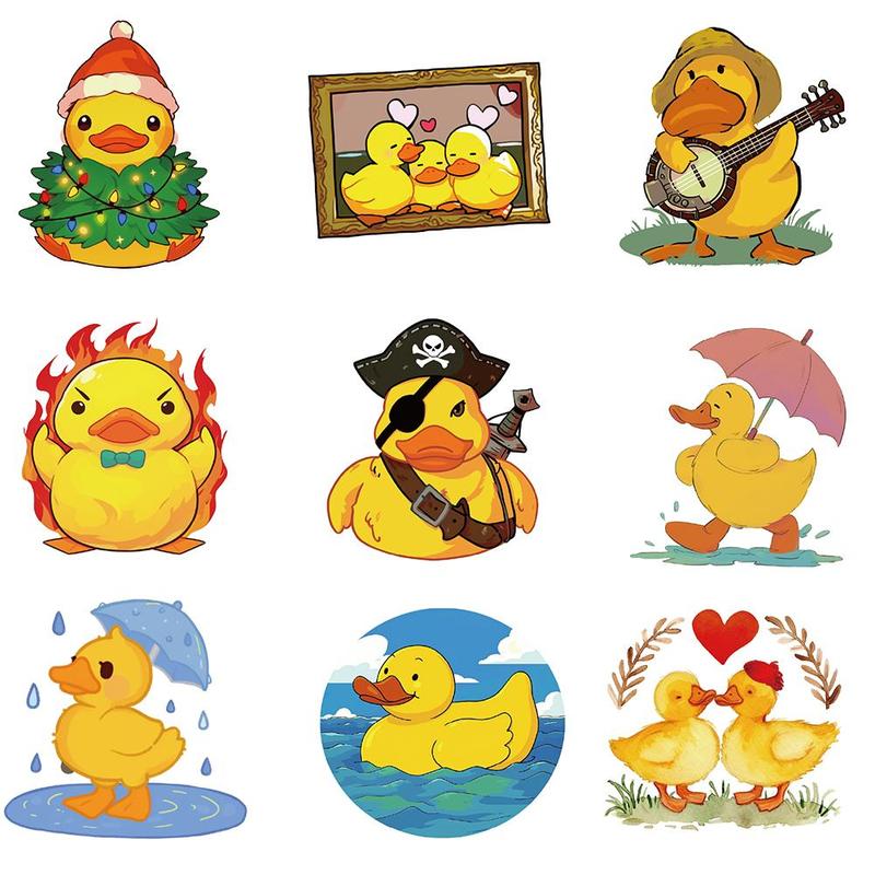 Product Introduction of Duck Pattern Sticker, 50pcs Waterproof Self Adhesive Decor Paper, Decor Sticker for Gift Greeting Card Water Bottle Laptop Phone 3