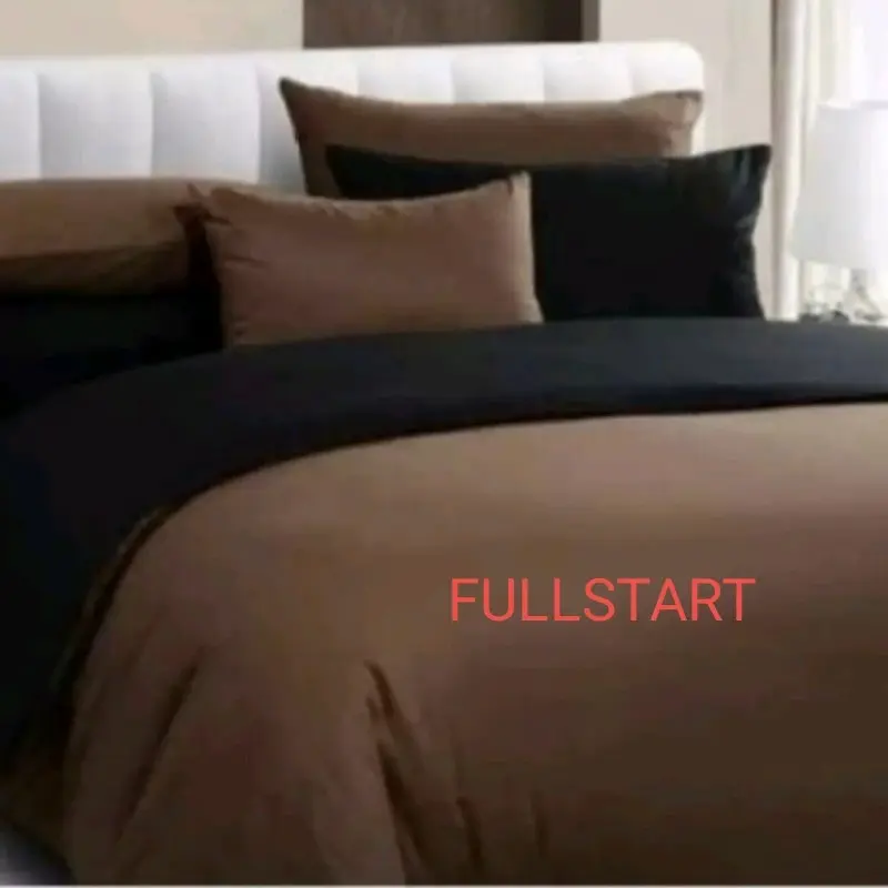 BEDCOVER SET COKLAT MIX HITAM Lembut Bisa Dicuci Bantal