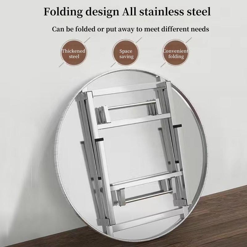 304 stainless steel round table folding table round barbecue night snack stall canteen dining table large round table 2